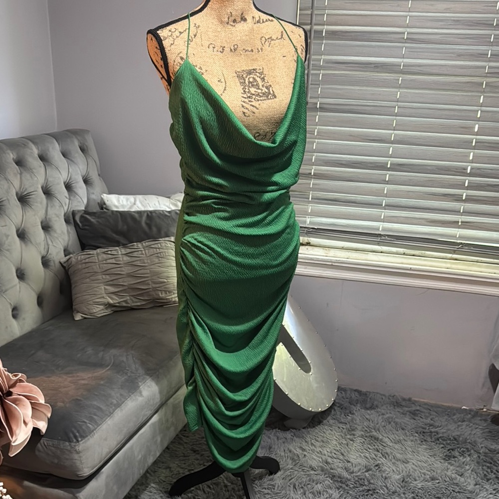 Elegant Green Draped Dress
